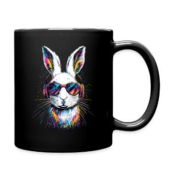 Schneehase Polarhase Albino Kaninchen Weißer Hase - Tasse einfarbig - Schwarz - Rechts