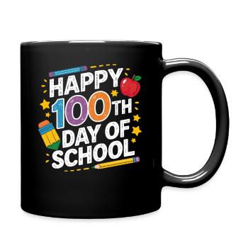 100th Day of School Neon Design - Full Colour Mug - black - Right