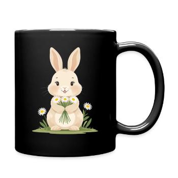 Lapin délicat avec des marguerites - Mug uni - noir - Droite