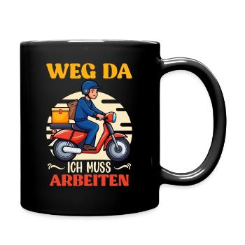 Postman AWAY THERE I HAVE TO WORK Funny - Full Colour Mug - black - Right