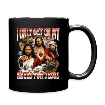 On My Knees For Jesus Christian Faith Easter - Full Colour Mug - black - Right
