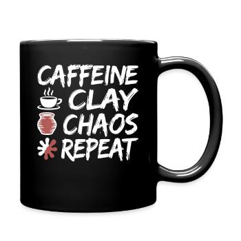 Caffeine Clay Chaos Repeat Design - Full Colour Mug - black - Right