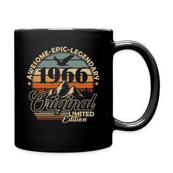 Original 1966 Vintage Jahrgang Geburtstag Retro - Tasse einfarbig - Schwarz - Rechts
