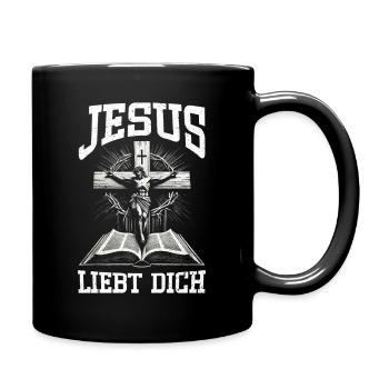 Jesus Liebt Dich Christlich Katholiken Gläubiger - Tasse einfarbig - Schwarz - Rechts