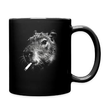 Rauchen, Zigarette, Capybara raucht eine Zigarette - Tasse einfarbig - Schwarz - Rechts