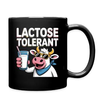 Lustige Kuh laktosetolerant - Tasse einfarbig - Schwarz - Rechts