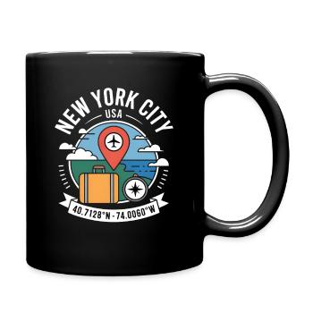 New York City USA 40.7128N 74.0060W - Tasse einfarbig - Schwarz - Rechts