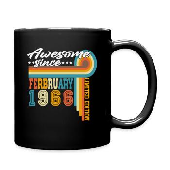 Februar 1966 Jahrgang geboren Geburtstag Retro - Tasse einfarbig - Schwarz - Rechts