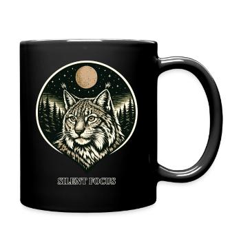 Silent Focus - Lynx dans le style de la gravure sur bois - Mug uni - noir - Droite