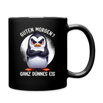 Guten Morgen Ganz Dünnes Eis Pinguin Schlafmützen - Full Colour Mug - black - Right
