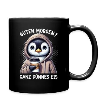 Guten Morgen Ganz Dünnes Eis Pinguin Schlafmützen - Full Colour Mug - black - Right