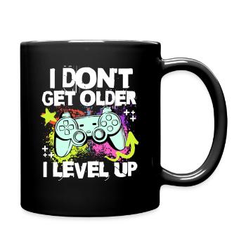 Je monte de niveau au lieu de vieillir – motif manette - Mug uni - noir - Droite