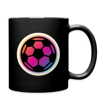 Fußball Ball - Tasse einfarbig - Schwarz - Rechts