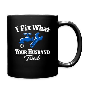 Pipe Whisperer, Plumber, Humor Gift - Full Colour Mug - black - Right
