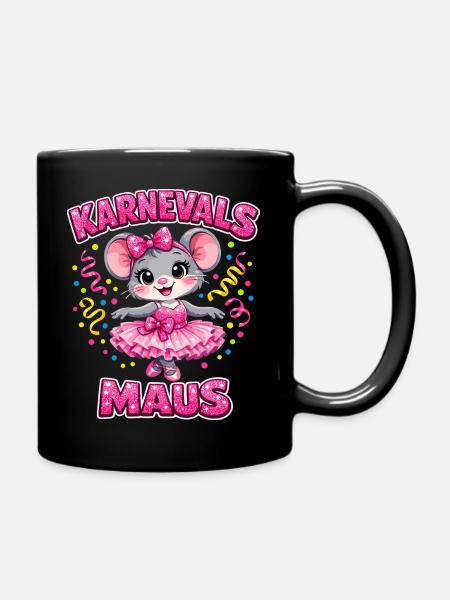 Karnevalsmaus Karneval Konfetti Geschenk - Tasse einfarbig - Schwarz