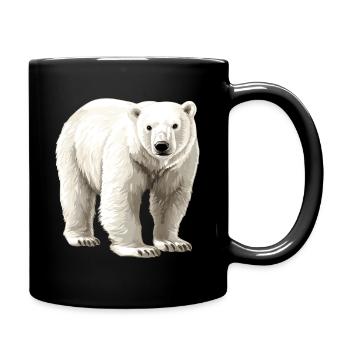 Weißer Polarbär Illustration - Tasse einfarbig - Schwarz - Rechts