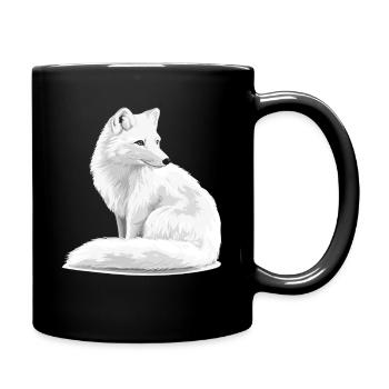 Schneeweißer Fuchs Illustration - Tasse einfarbig - Schwarz - Rechts