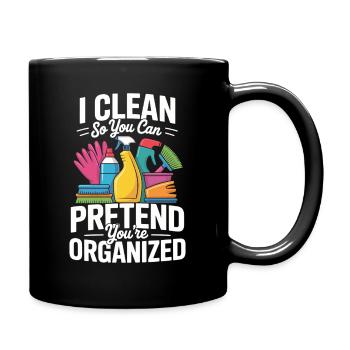Putzteam Reinigungskraft Geschenk Arbeitsplatz - Tasse einfarbig - Schwarz - Rechts