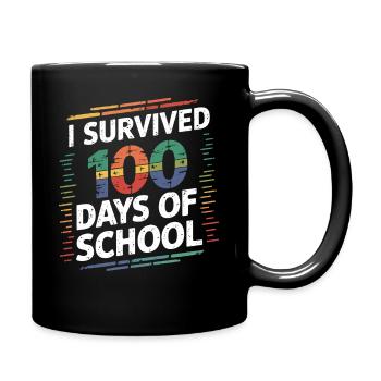 J’ai survécu à 100 jours d’école - Mug uni - noir - Droite