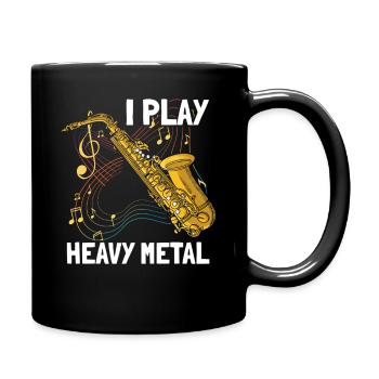 I play heavy metal Saxophon Saxophonspieler - Tasse einfarbig - Schwarz - Rechts
