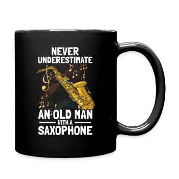 Vieil homme avec un saxophoniste - Mug uni - noir - Droite
