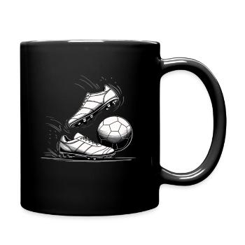 Schwarzweiß Fußball Skizze - Tasse einfarbig - Schwarz - Rechts