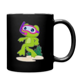Frosch Taucher Schnorchel Tauchen - Tasse einfarbig - Schwarz - Rechts