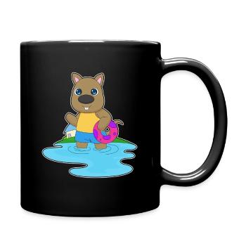 Été de la piscine de natation kangourou - Mug uni - noir - Droite