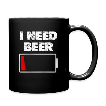 J’ai besoin de bière – Batterie vide - Mug uni - noir - Droite
