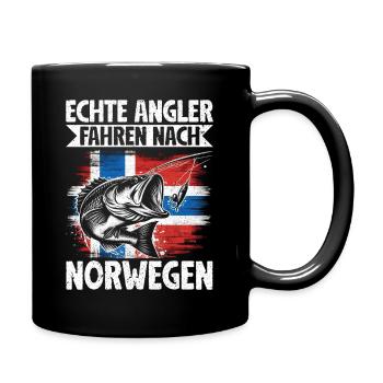 Echte Angler Fahren Nach Norwegen Fisher - Tasse einfarbig - Schwarz - Rechts