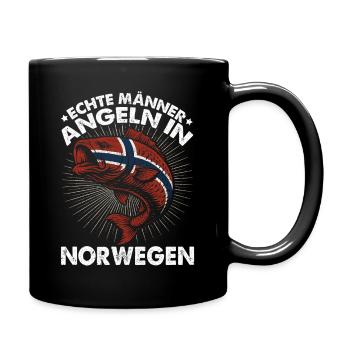 Echte Männer Angeln In Norwegen Angler Fisher - Tasse einfarbig - Schwarz - Rechts