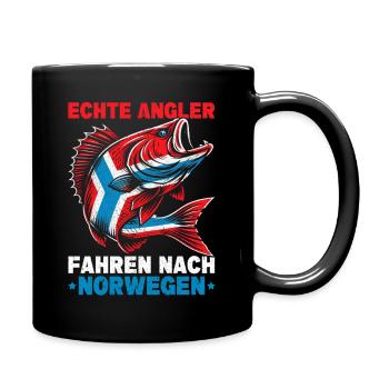 Echte Angler Fahren Nach Norwegen Fisher - Tasse einfarbig - Schwarz - Rechts