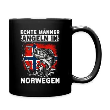 Echte Männer Angeln In Norwegen Angler Fisher - Tasse einfarbig - Schwarz - Rechts