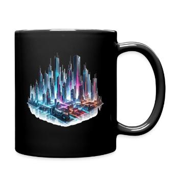 Neonstadt Skyline der Zukunft - Tasse einfarbig - Schwarz - Rechts