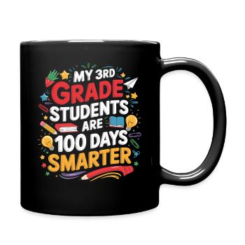 Dritte Klasse 100 Tage Schlauer - Tasse einfarbig - Schwarz - Rechts