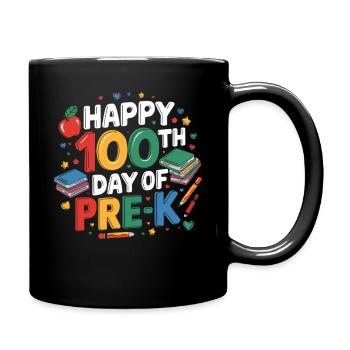 Happy 100th day of preschool - Full Colour Mug - black - Right
