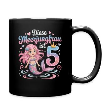 This Mermaid Is 5 Girls 5th Birthday - Full Colour Mug - black - Right