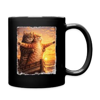Titanic Cat Meme Funny Kitten Humor Cat Lover - Full Colour Mug - black - Right