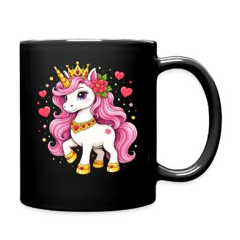 Einhorn Königin mit Goldkronen - Tasse einfarbig - Schwarz - Rechts