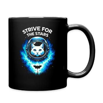 Katze Astronaut Weltall - Tasse einfarbig - Schwarz - Rechts