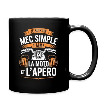 Ich bin ein einfacher Typ, ich mag Motorradfahren und Aperitifs - Tasse einfarbig - Schwarz - Rechts