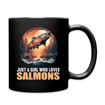 Lachse Lachs - Tasse einfarbig - Schwarz - Rechts