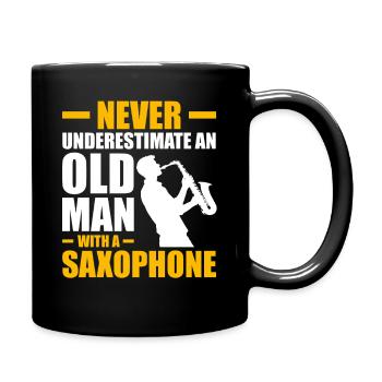 Un vieil homme avec un saxophon Saxophonspieler - Mug uni - noir - Droite