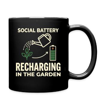 Humour social de jardin qui recharge la batterie - Mug uni - noir - Droite