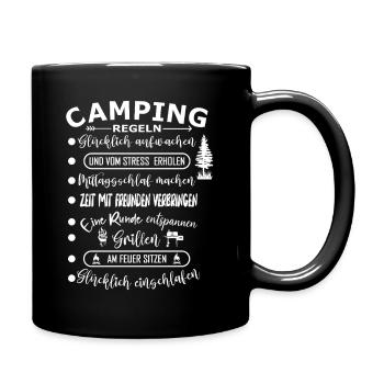 Real Camping Rules Outdoor Adventure - Full Colour Mug - black - Right