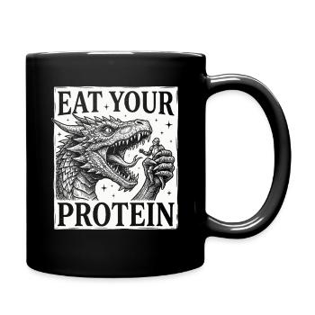 Eat Your Protein Dragon Knight Humor - Full Colour Mug - black - Right