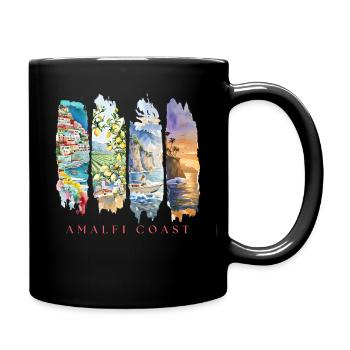 Design de la côte amalfitaine – Motif des vacances en Italie - Mug uni - noir - Droite
