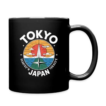Tokyo Japan Coordinates Reise Motiv - Tasse einfarbig - Schwarz - Rechts
