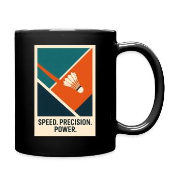 Speed Precision Power | Badminton Statement - Full Colour Mug - black - Right