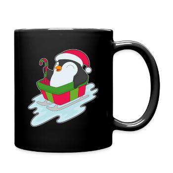 Penguin Christmas Sleigh - Full Colour Mug - black - Right